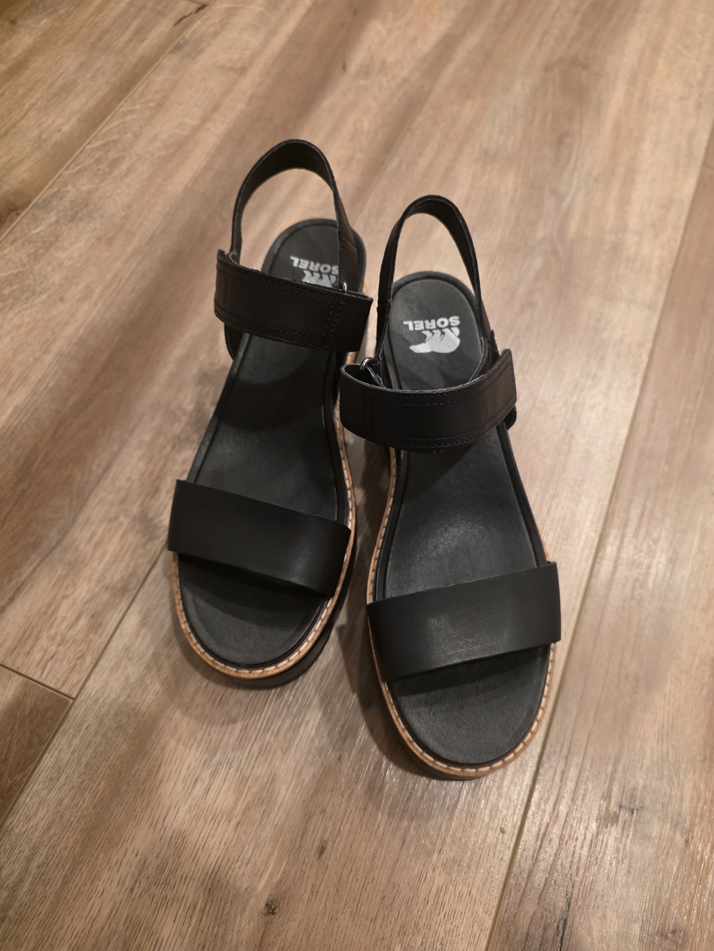 Sorel Black Strappy Slingback Sandals
